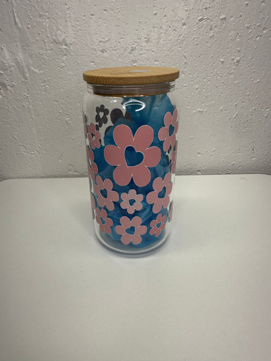 Pink Daisies Glass